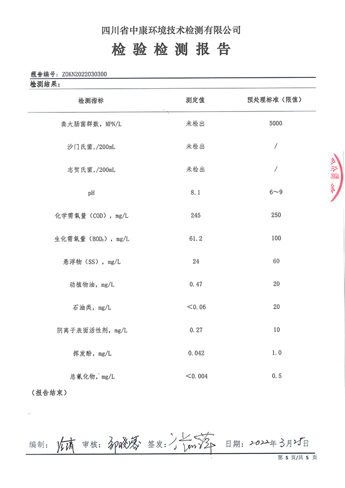 四川泌尿外科医院2022污水处理公示